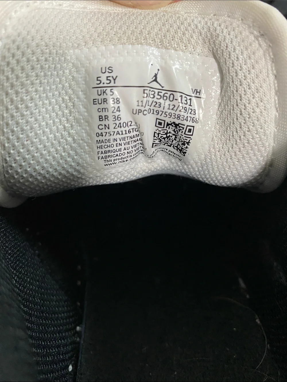 Jordan Kids Black White Sneakers with Mint Green Swoosh